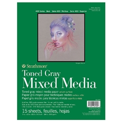 MIXED MEDIA PAD 400 TONED GRAY 9x12 15SH SM462-309