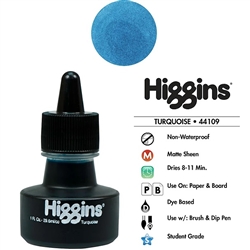 INK HIGGINS NON- WATERPROOF DYE BASED TURQOUISE  1oz 44109