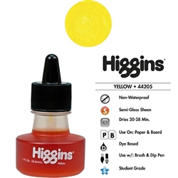 INK HIGGINS NON- WATERPROOF DYE BASED YELLOW 1OZ 44205