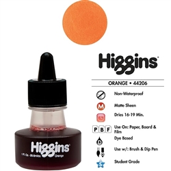 INK HIGGINS NON- WATERPROOF DYE BASED ORANGE 1OZ 44206