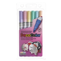 DECOCOLOR OIL PAINT MARKER SET 6PC - FINE TIP PASTEL SET 200-6B - 02006B