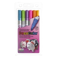 DECOCOLOR OIL PAINT MARKER SET 6PC - FINE TIP HOT COLOR SET 200-6C - 02006C