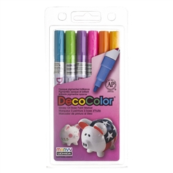 DECOCOLOR OIL PAINT MARKER SET 6PC - FINE TIP HOT COLOR SET 200-6C - 02006C