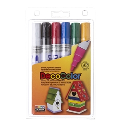 DECOCOLOR OIL PAINT MARKER SET 6PC - BROAD TIP PRIMARY COLOR SET 300-6A - 03006A