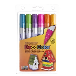 DECOCOLOR OIL PAINT MARKER SET 6PC - BROAD TIP HOT COLOR SET 300-6C - 03006C