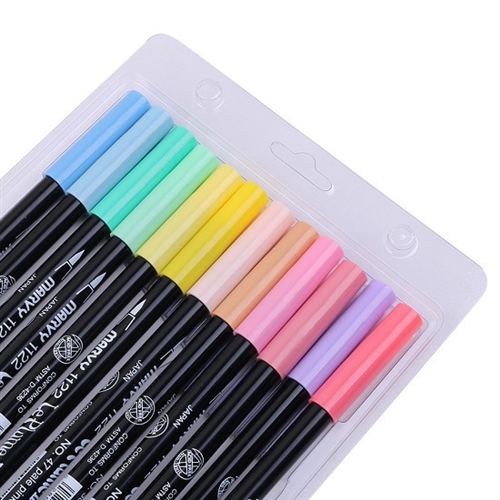  Marvy Le Plume II Double-Sided Watercolor Marker - 12 Color  Set - Bright