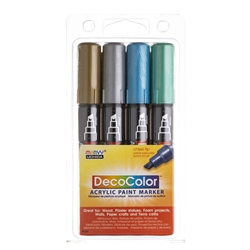 DECOCOLOR ACRYLIC PAINT MARKER SET 4PC METALLIC SET 315-4M - 031504M