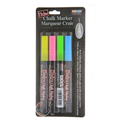 BISTRO CHALK MARKER SET 4PC FLOURESCENT COLORS - SET 482-4A FINE TIP - 048204A