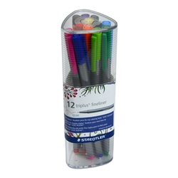 STAEDTLER TRIPLUS FINELINER PEN SET 12 COLORS JOHANNA BRASFORD ST334PR12JB