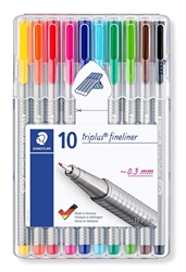 STAEDTLER TRIPLUS FINELINER PEN SET/10 COLORS ST334-SB10US