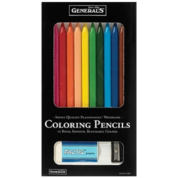 WOODLESS COLOR PENCIL SET GENERAL PENCIL 12 COLORS GP1114-12A