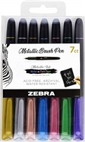 ZEBRA METALLIC BRUSH PEN SET  -7PC ZE01607