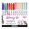 MARKER SET ZEBRA LETTERING 12PC SET - 6 MILDLINER & 6 FUNWARI BRUSH PENS ZE10012