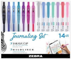 MARKER SET ZEBRA JOURNALING 14PC SET - 7 SARASA GEL PENS & 7 MILDLINER ZE10014