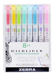 MILDLINER HIGHLIGHTER SET - 8PC SOFT MILD COLORS ZE78108