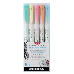 MILDLINER BRUSH PEN SET - 5PC FLOURESCENT COLORS ZE79105