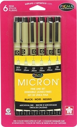 PIGMA MICRON RAPIDOGRAPH SET 6PC BLACK SK30062