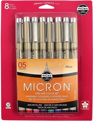 PIGMA MICRON RAPIDOGRAPH SET 8PC (0.5) AST COLORS SK30066