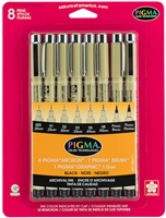 PIGMA MICRON RAPIDOGRAPH SET 8 PC ALL BLACK SK30067