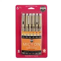 PIGMA MICRON RAPIDOGRAPH SET 6PC BLACK - NEW SIZES SK50058