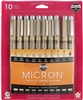 PIGMA MICRON RAPIDOGRAPH SET 10PC BLACK - NEW SIZES SK50059