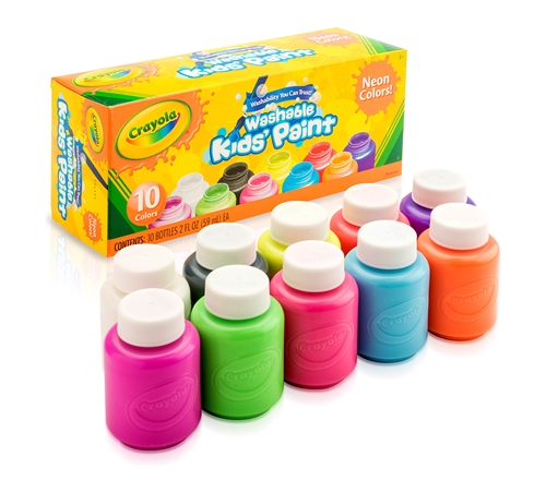 Crayola 10-color Neon Washable Kids Paint - 2 oz - 10 / Set