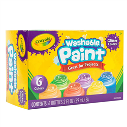 CRAYOLA WASHABLE TEMPERA SETS 6 GLITTER COLORS CX54-2400