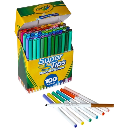 Crayola Washable Super Tips Markers, Assorted, 20/Set, 50/Set Watercolor  Children Painting Writing Art Supplies