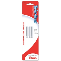 ERASER REFILL - PENTEL TWIST ERASER 3PC/BX  PLE10BP-K6