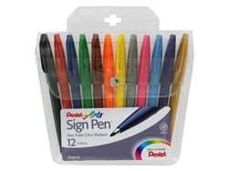 MARKER SET SIGN PEN FIBER TIP FINE 12PK PLS520-12