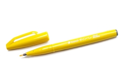 PENTEL SIGN PEN W/ BRUSH TIP YELLOW PLSES15C-G