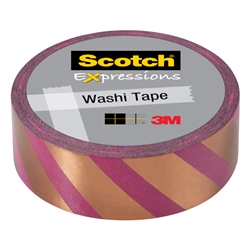 EXPESSIONS WASHI TAPE COPPER PINK STRIPE .59INX275IN - MTC614-P6