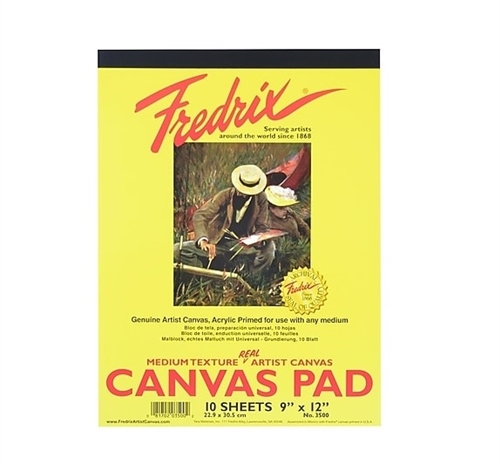Fredrix Canvas Pad 9x12'' Inches 10sheets Real Artist Canvas 