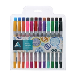 MARKER SET ART ALTERNATIVES DUAL TIP BRUSH MARKER SET 24PC AAEMDTSET002