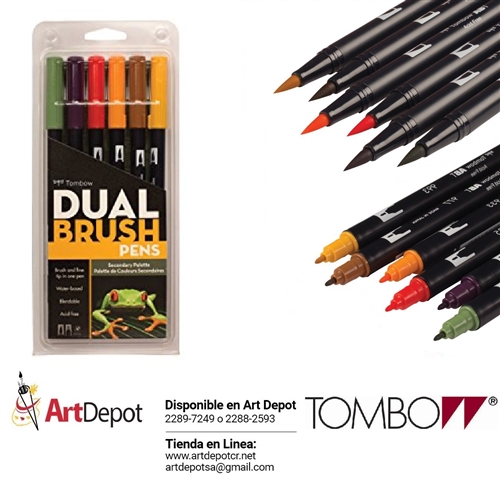 Tombow Dual Brush Pen Secondary Set of 6