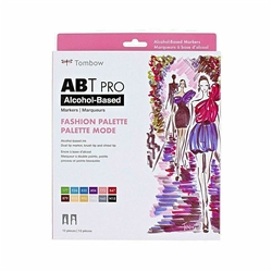 TOMBOW ABT PRO BRUSH MARKER FASHION 12 COLORS ALCOHOL-BASED INK TB56961