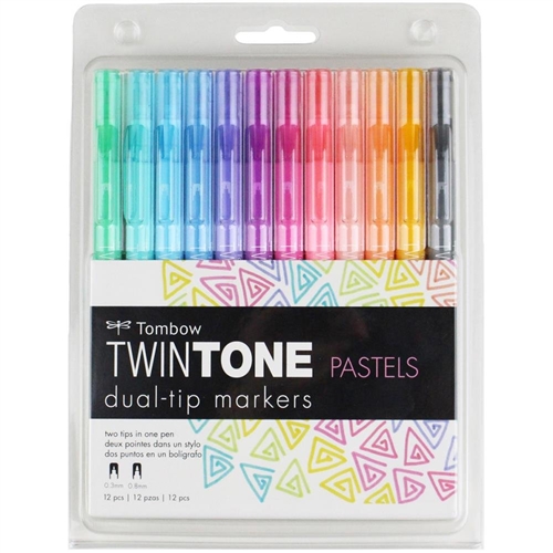 Tombow TwinTone Dual-tip Markers 12set, Pastels