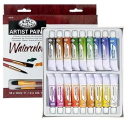 WATERCOLOR SET ROYAL - 18 COLOR-12ML TUBES W/BRUSH WAT18