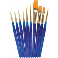 BRUSH SET ROYAL 10PC GOLD NYLON HAIR - ACRYLIC/ OIL/WATERCOLOR RYSVP2