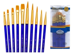 BRUSH SET ROYAL SVP7 SUPER VALUE 10PC SET GOLD NYLON HAIR - ACRYLIC/OIL/WATERCOLOR RYSVP7