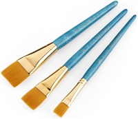 BRUSH SET ROYAL 3PC GOLD NYLON HAIR - ACRYLIC/ OIL/WATERCOLOR RYRSET-9185