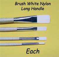 BRUSH 1809 EACH WHITE LONG HANDLE FLAT VARIOUS SIZES 12PC 1809