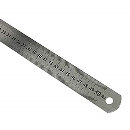 Realistic metal ruler 18 centimeters and metal ruler 7 inches