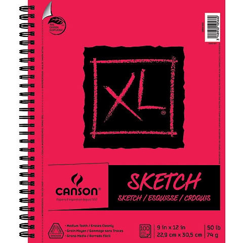 Canson XL Series Drawing Pad, Side Wire Bound, 9x12 inches, 60 Sheets -  Artist Paper for Students, Marker, Pen, Ink, Pencil