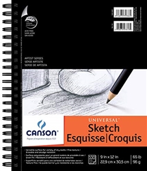 SKETCH PAD CANSON UNIVERSAL 9X12 65LBS 100SH SPIRAL CN100510851