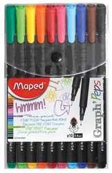 MARKER SET MAPED GRAPH - ASSORTED COLORS 10/SET HX749150