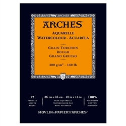 WATERCOLOR PAPER ARCHES PAD ROUGH 10x14 inches 140LB-300gr COTTON AP1795103