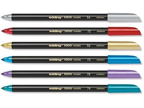 Edding 1200 Metallic Color Fiber Pen Set, 6-Color Set 