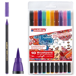 EDDING 1340 BRUSH PEN MARKER SET 10 COLORS ED1340-10-2