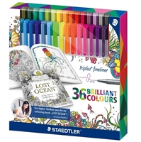 STAEDTLER TRIPLUS FINELINER PEN SET 36 COLORS JOHANNA BRASFORD ST334C36JB